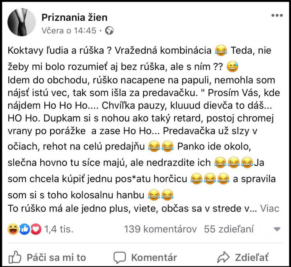 Zdroj: facebook.com/Priznania žien